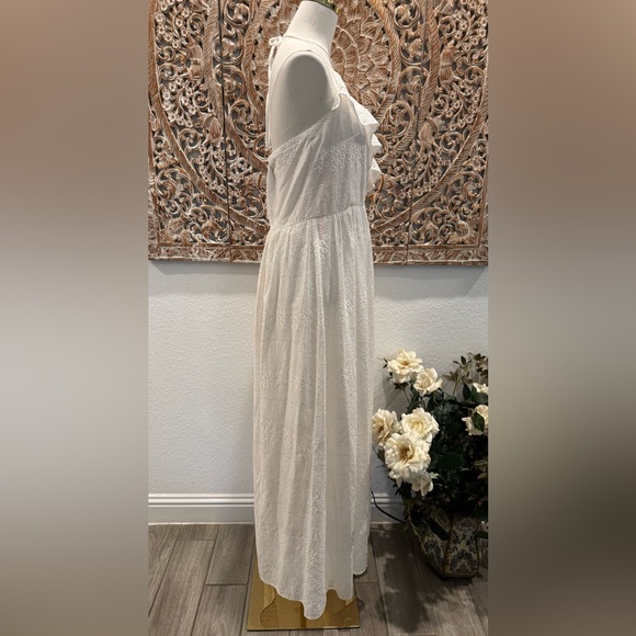 Betsey Johnson White Halter Eyelet Dress Flutter Neckline, Bridal, Wedding, Boho - Picture 6 of 16